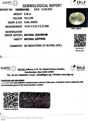 8.40/CT Natural Yellow Sapphire With Govt Lab Certificate (12210)